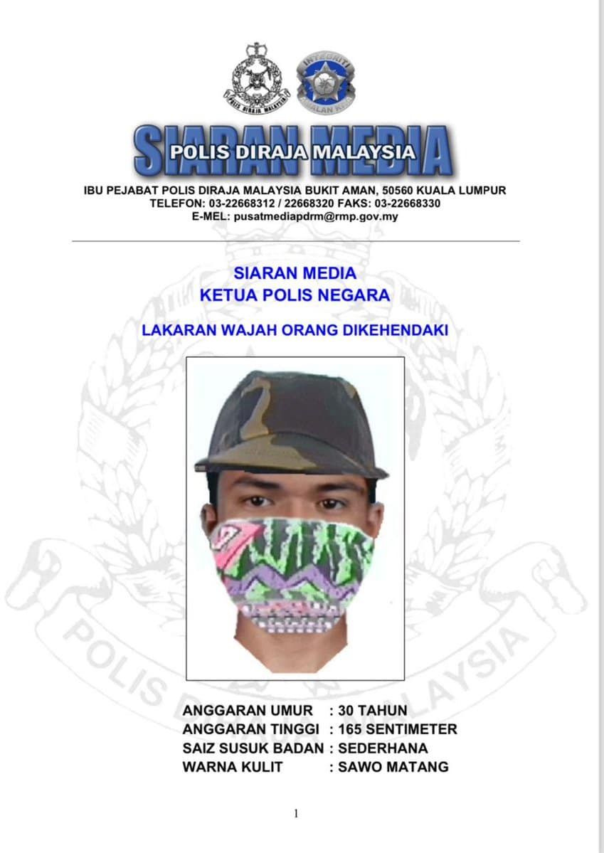 Polis dedah lakaran wajah suspek kes simbah asid Faisal Halim