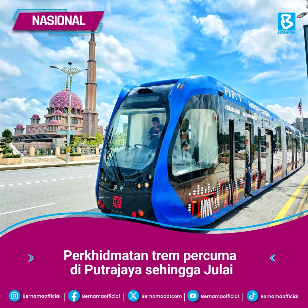 Khidmat trem percuma tanpa landasan di Putrajaya sehingga Julai