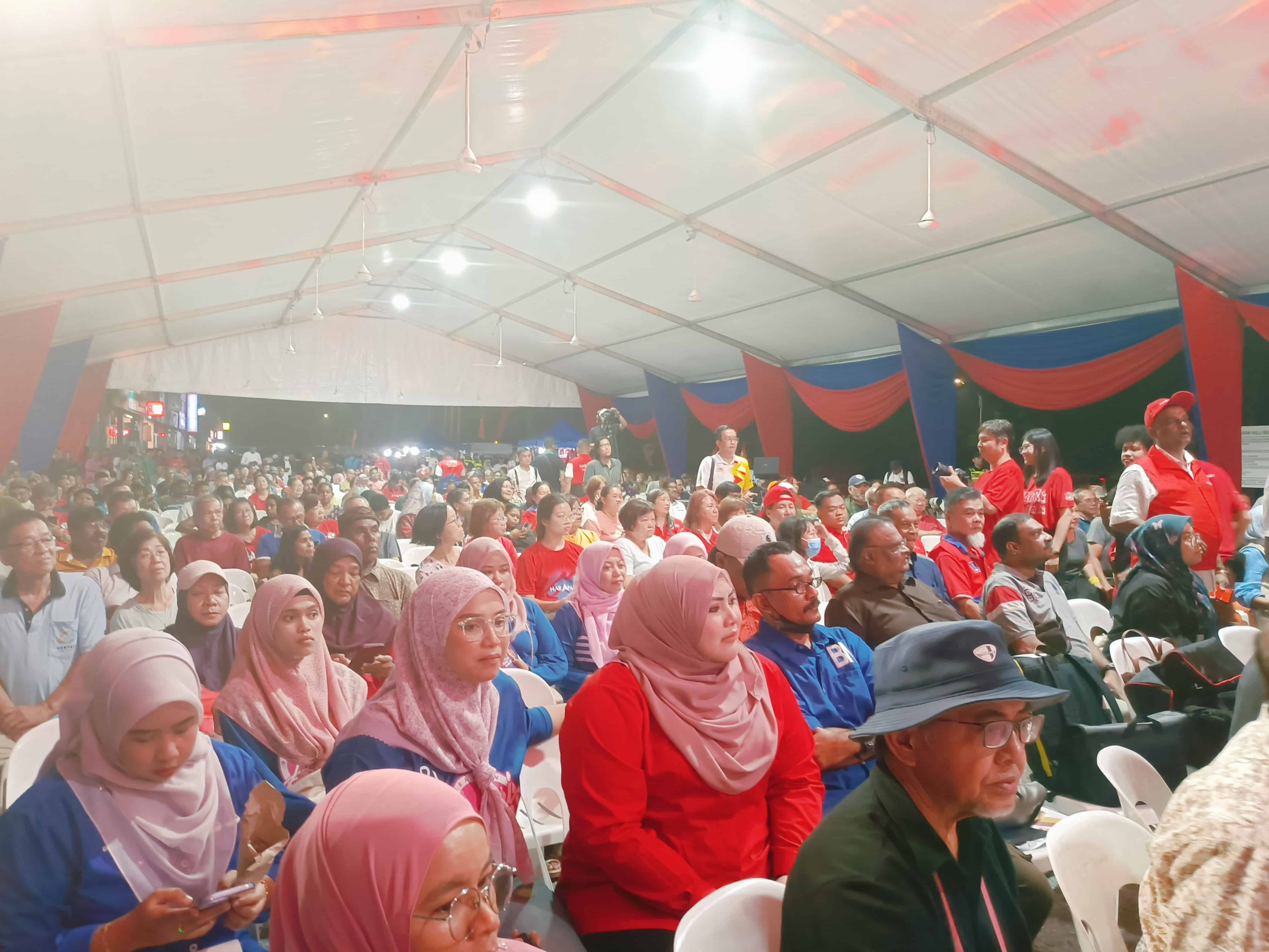 【新古毛补选】团结政府首场大型造势演讲  越夜越精彩.逾千人捧场