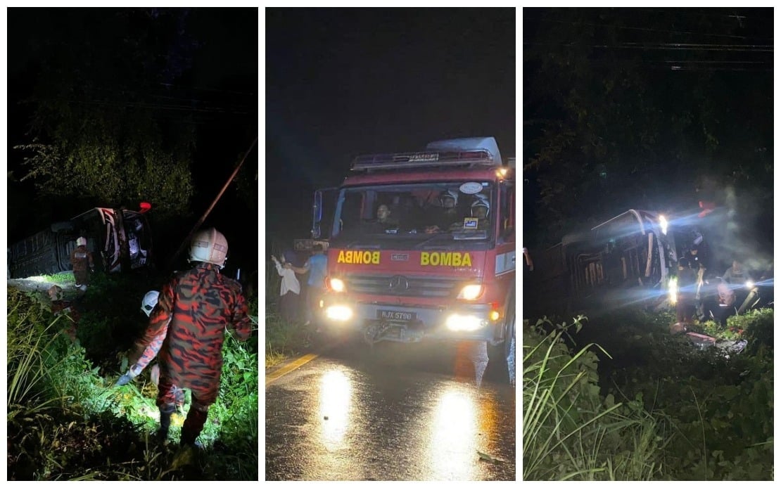 Express bus with 19 people plunges into ravine in Lahad Datu