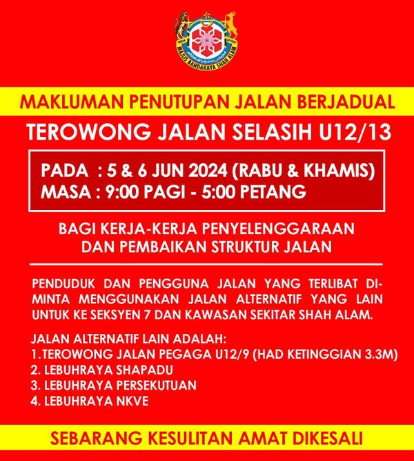 U12/13士拉昔路隧道提升 今9am-5pm关闭.民众促使用替代路