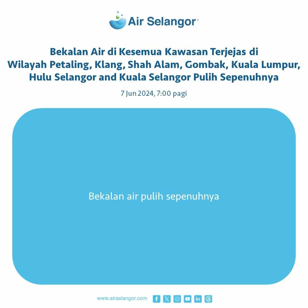 雪河1滤水站已在今早6时 全面恢复水供给各地区