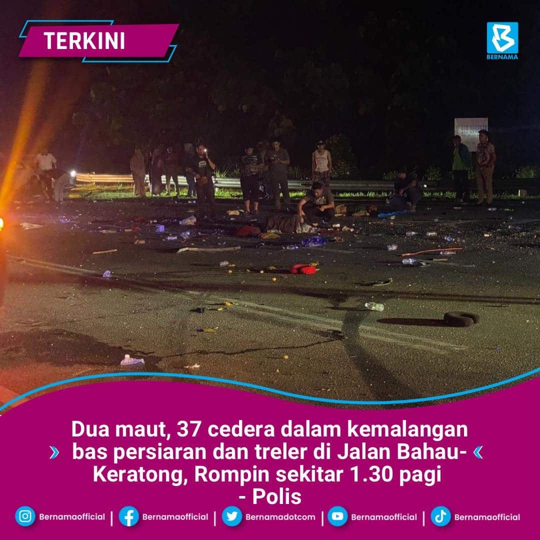 (Terkini) Tiga maut, puluhan cedera bas bawa kumpulan guru rempuh treler