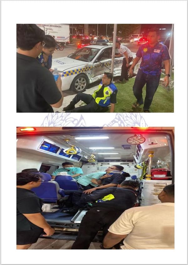 轿车撞向巡逻车 2警员受伤