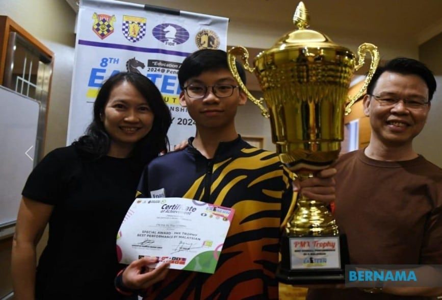 槟15岁棋手傅宇田获国际大师称号  东亚青年国际象棋锦标大马队居亚