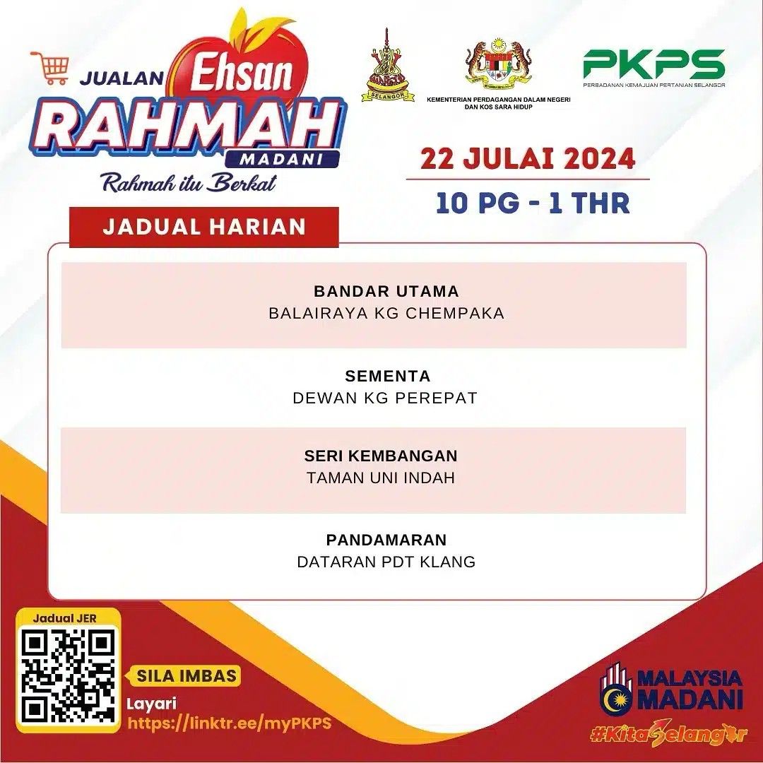 கம்பம் பிரப்பாட், ஸ்ரீ கெம்பாங்கான்  உட்பட நான்கு இடங்களில்  இன்று மலிவு விற்பனை 