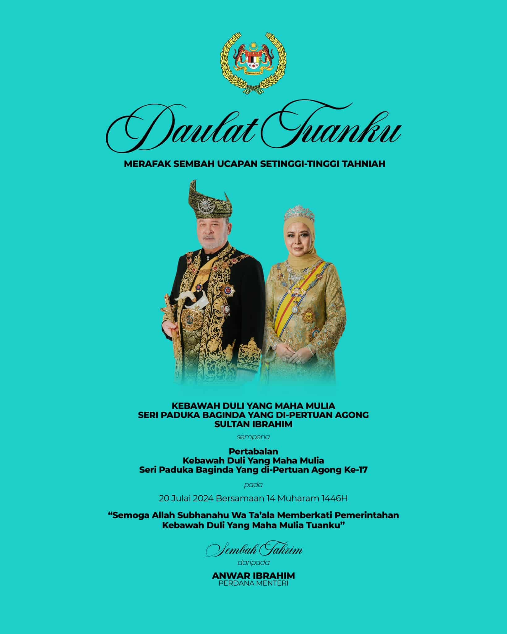 Istiadat pertabalan Agong, Anwar zahir setia kepada institusi Raja Berperlembagaan