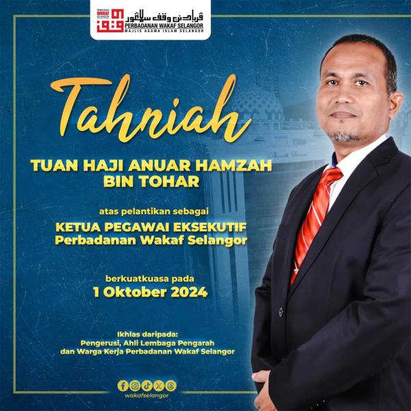 Anuar Hamzah dilantik ketua pegawai eksekutif Perbadanan Wakaf Selangor
