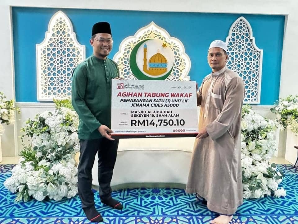 Wakaf Selangor salur lebih RM14,000 bantu masjid pasang lif