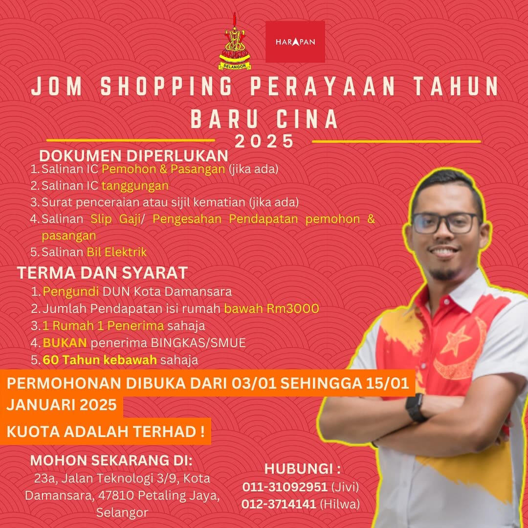 Baucar Jom Shopping Tahun Baharu Cina DUN Kota Damansara dibuka