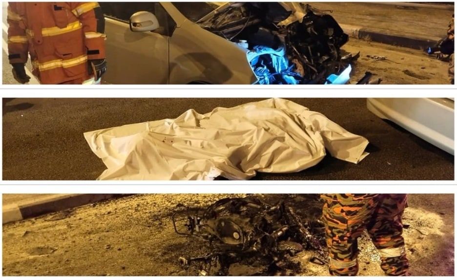 17岁摩托骑士超车不遂   迎面撞轿车失火毙命