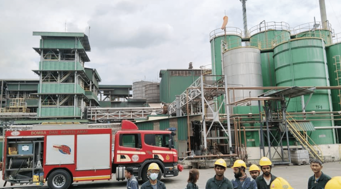 森州棕油加工厂火灾   2工人烧伤