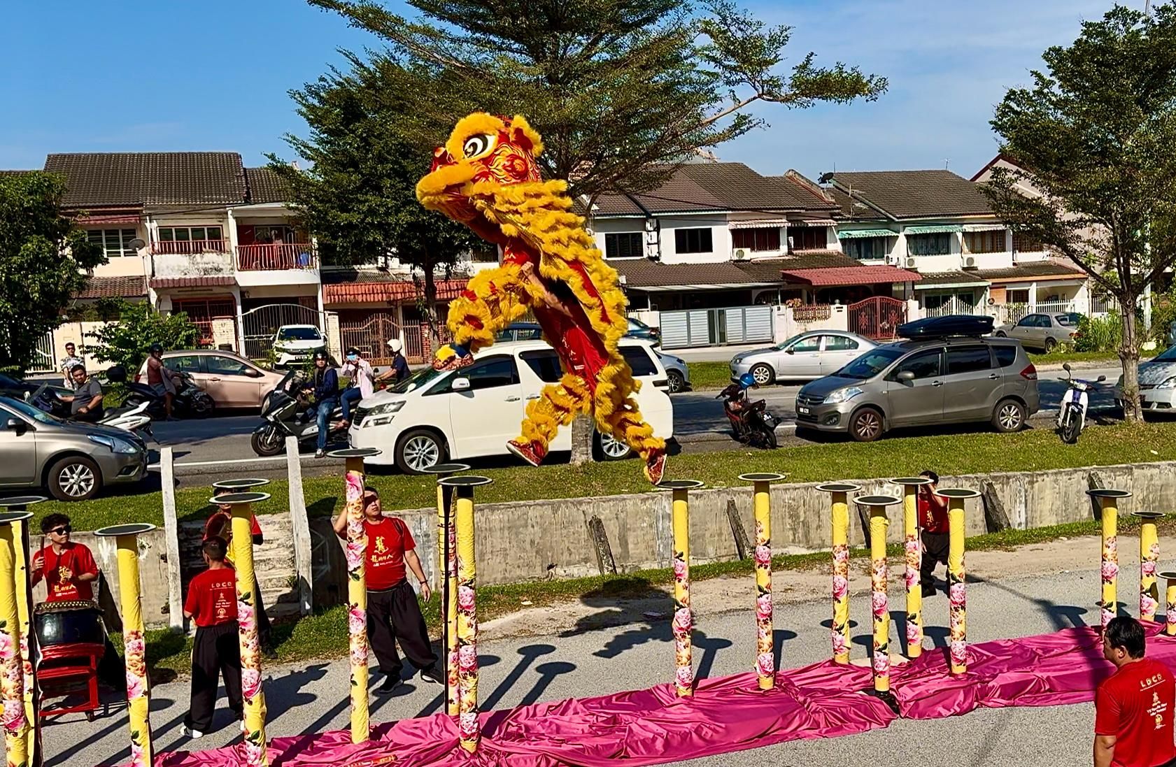 醒狮财神爷到莲花苑贺年 游佳豪服务中心热闹