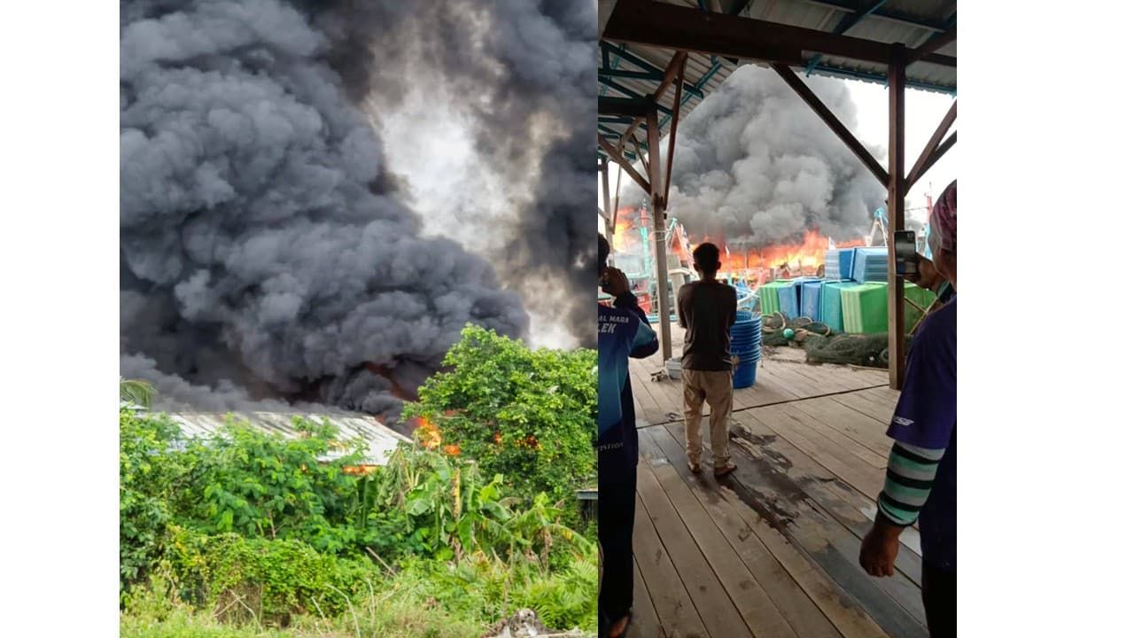 （视频）适耕庄海口今早大火  烧毁2鱼行.1民宅及数渔船
