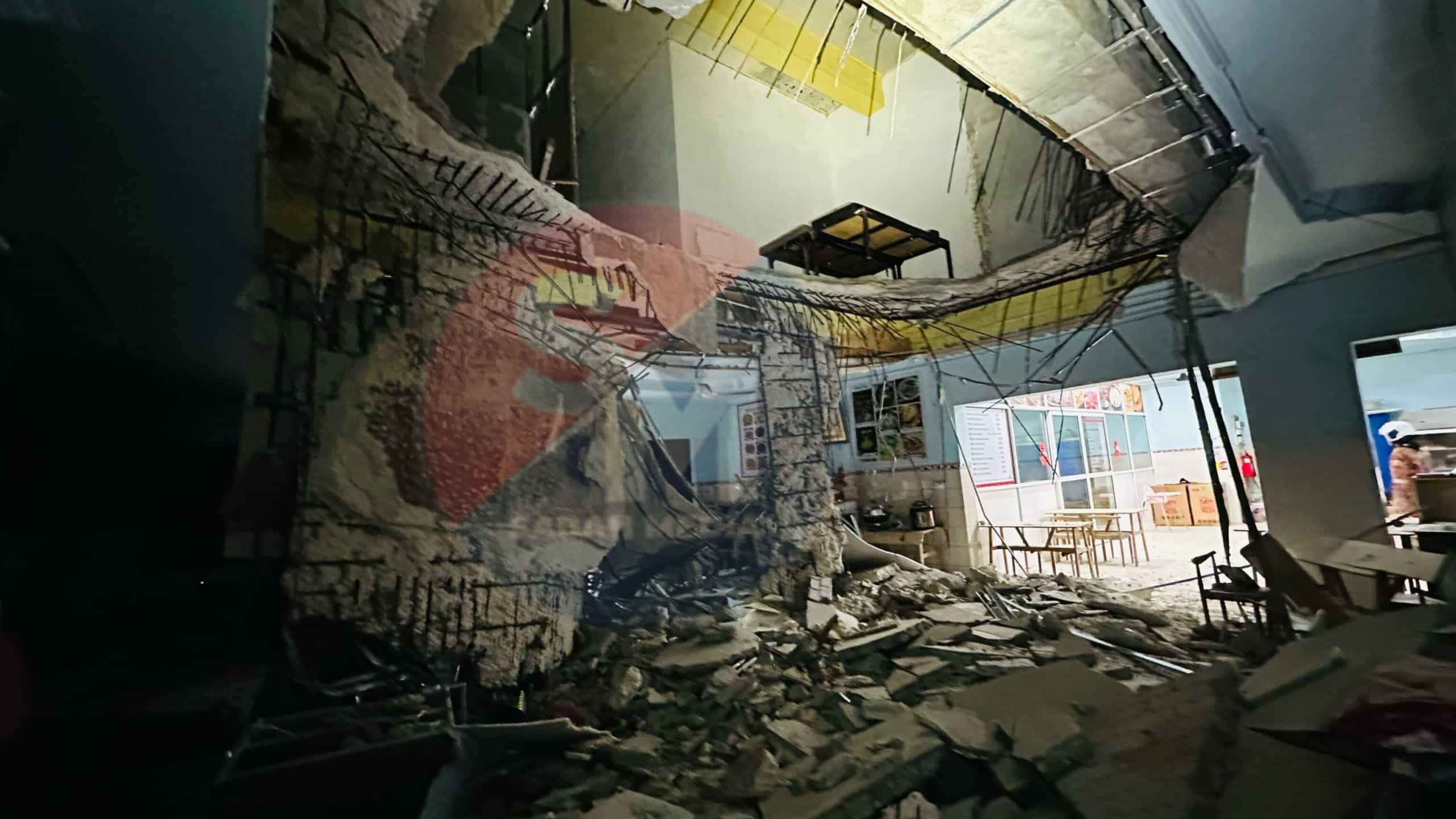 餐馆一楼地面突崩塌 水泥块压伤52岁女子