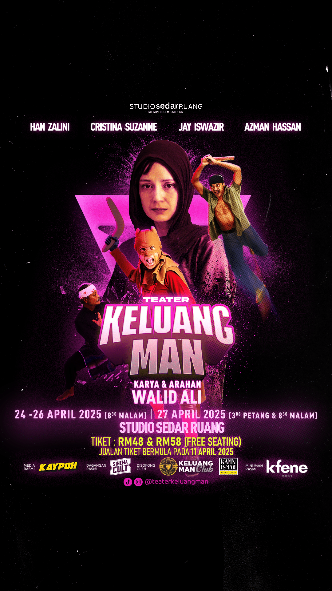 Cristina Suzanne ke pentas teater, Keluang Man jadi taruhan