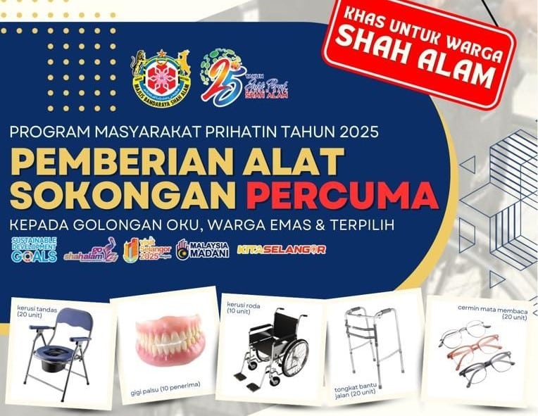 Jubli Perak Shah Alam: MBSA tawar alat sokongan percuma buat B40, OKU, warga emas