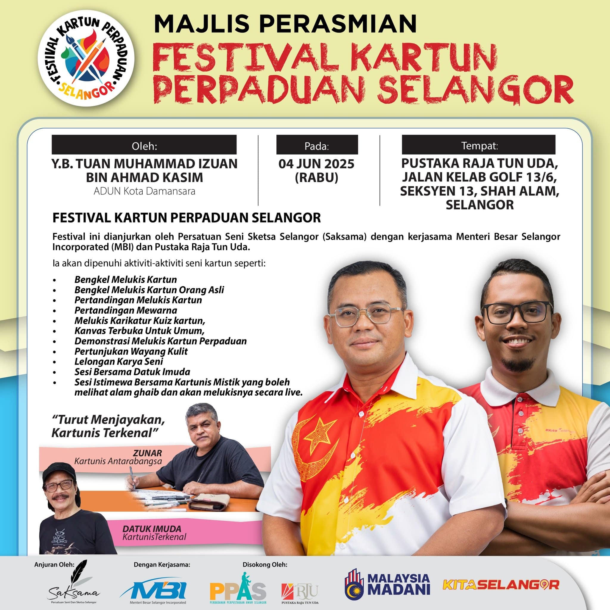 Kartun medium perpaduan, festival di Pustaka Raja Tun Uda tampil acara menarik