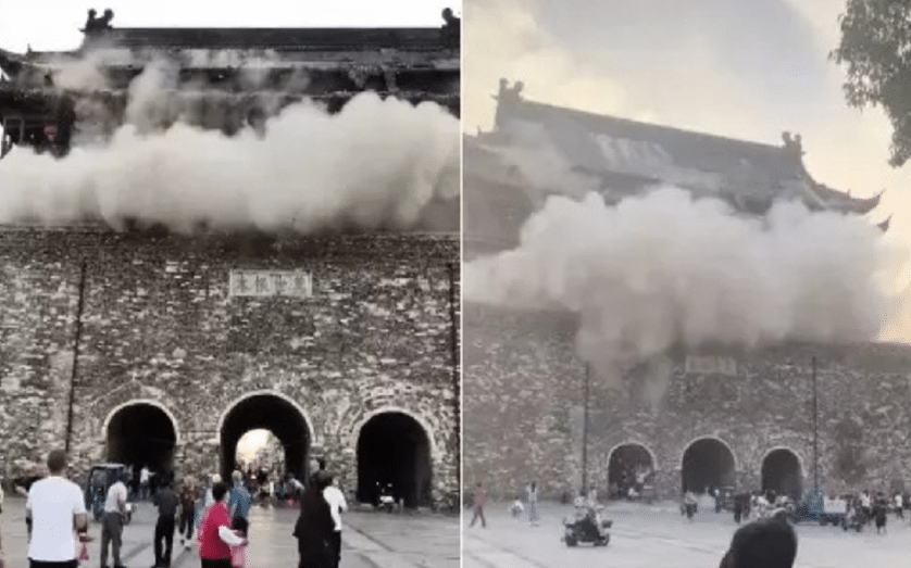 சீனாவில் 650 ஆண்டுகள் பழமை வாய்ந்த கோபுரத்தின் கூரை இடிந்து விழுந்தது