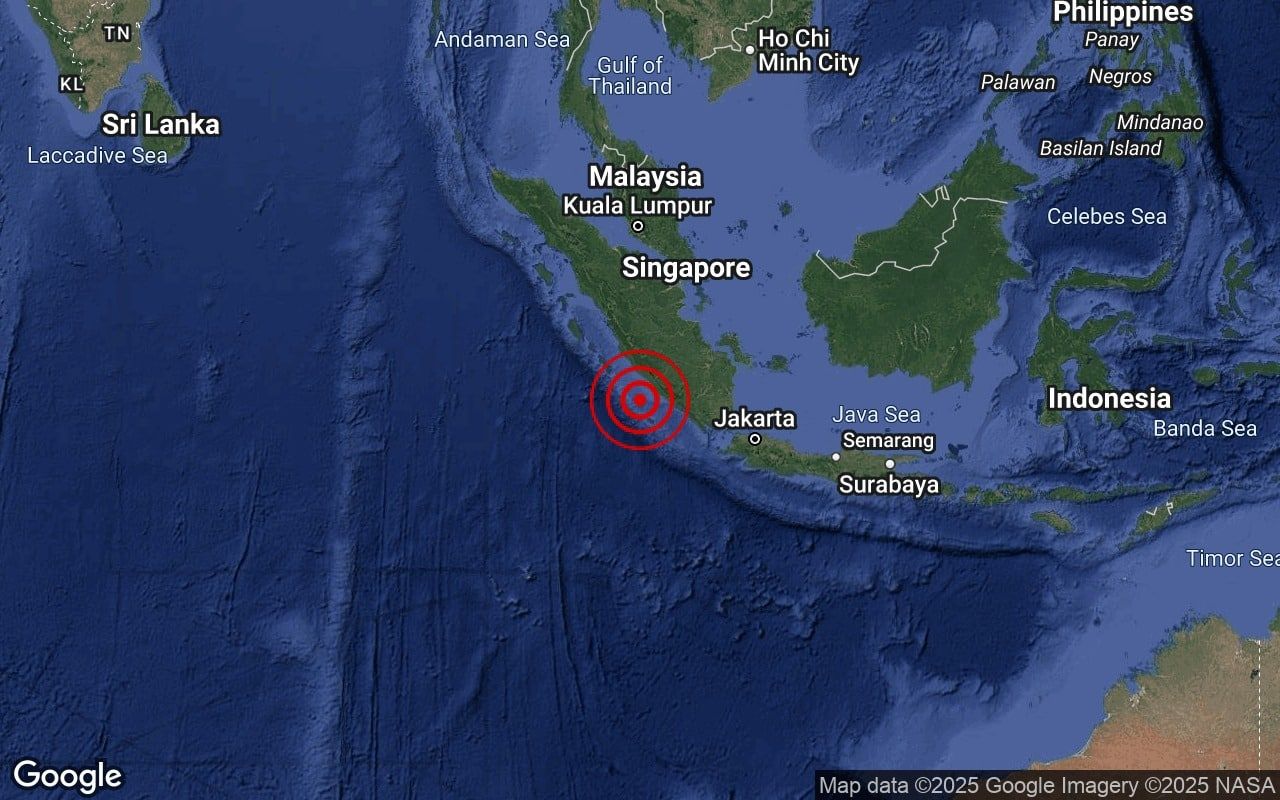 印尼南苏门答腊凌晨5.8级地震