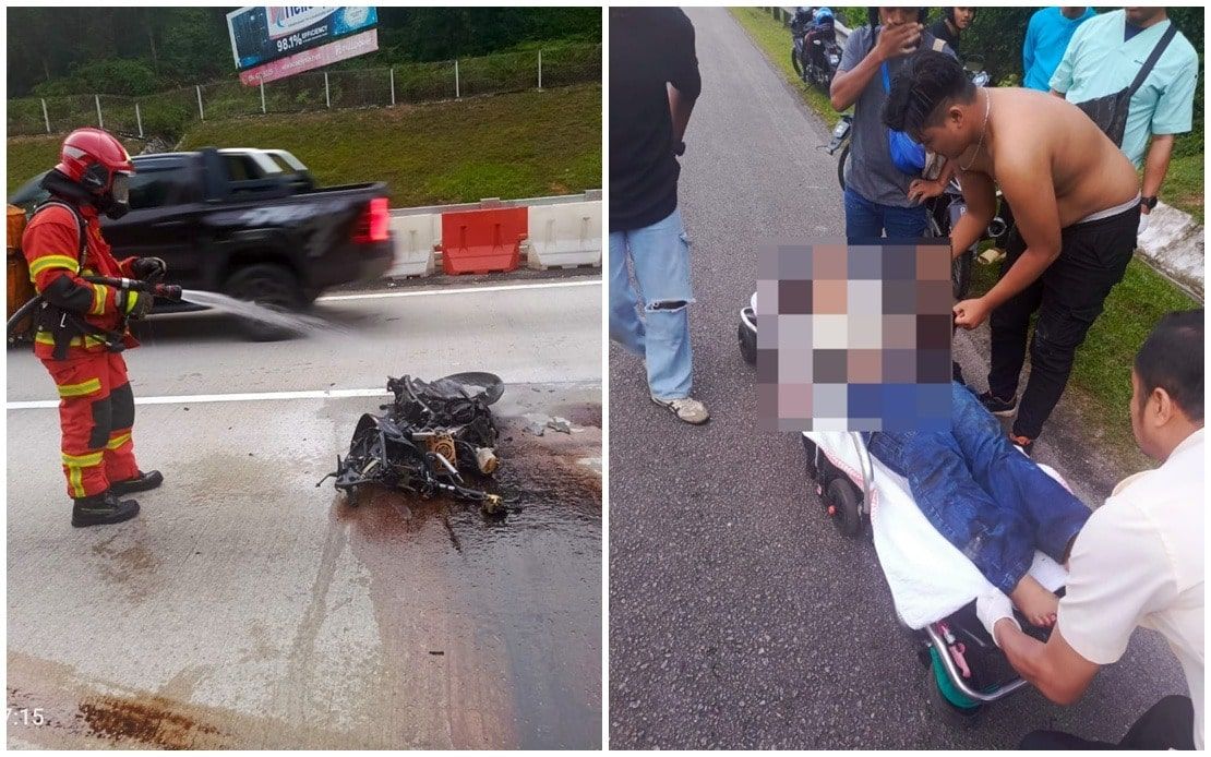 摩托大道失控被拖行失火   女骑士大命仅受轻伤