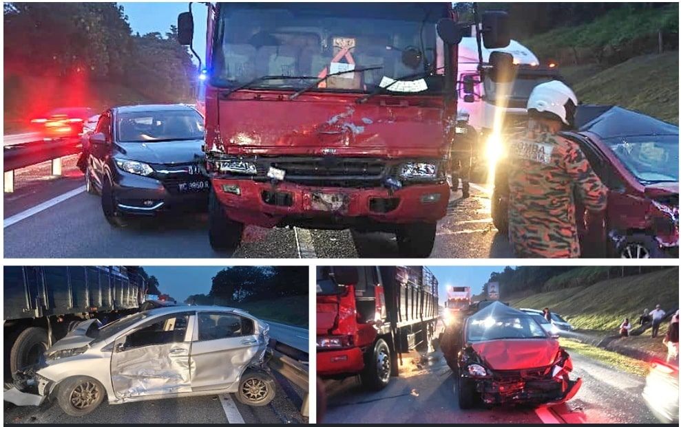 南北大道发生罗里轿车连环撞  16人获救·无人伤亡