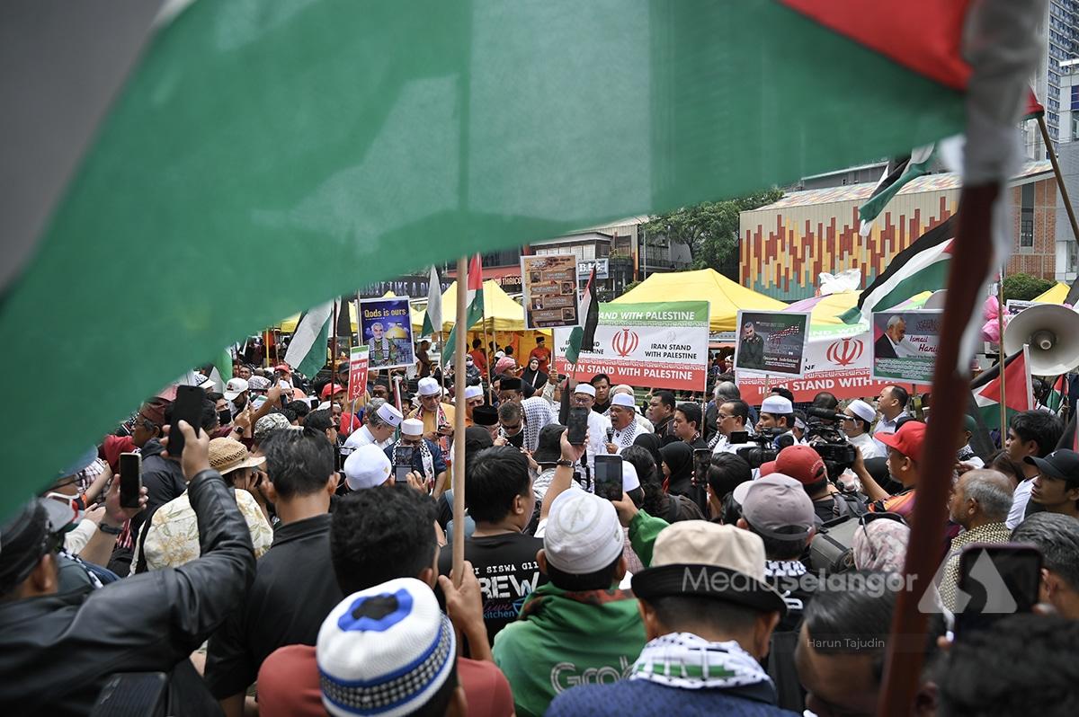 Ratusan sertai himpunan solidariti Palestin dan Iran, kecam keganasan Israel