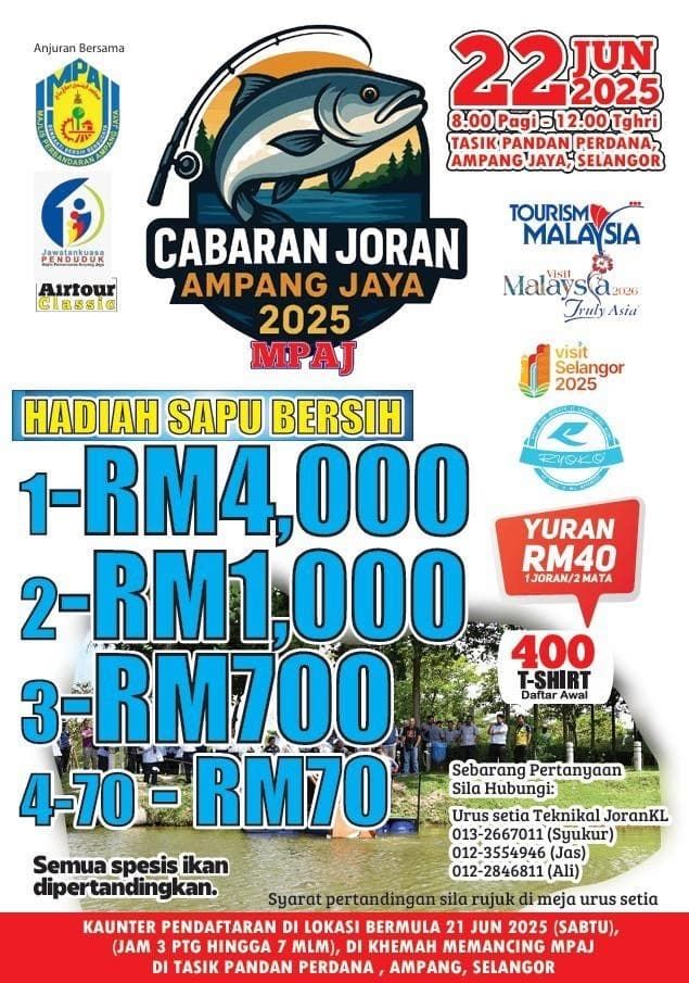 Cabaran joran MPAJ Ahad ini tawar hadiah lebih RM10,000