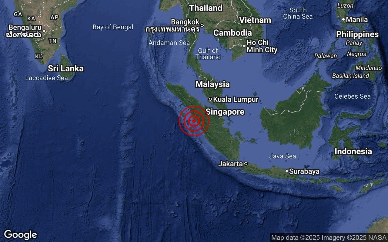 再有地牛翻身! 印尼南苏门答腊省 今晨5.4级地震