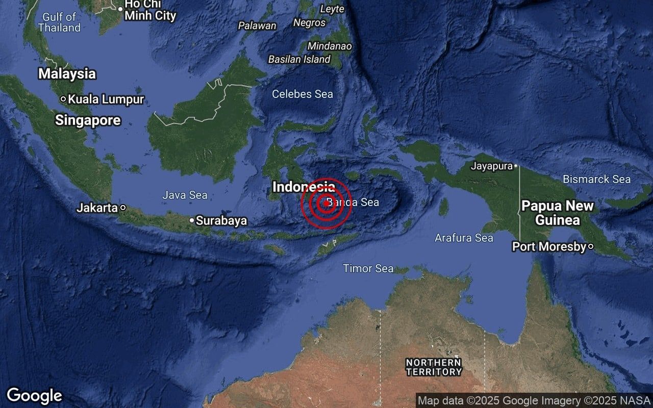 又震！印尼班达海域今早5.6级地震