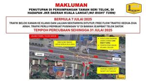 Simpang lampu isyarat depan JKR Kuala Langat tidak dibenar belok kanan