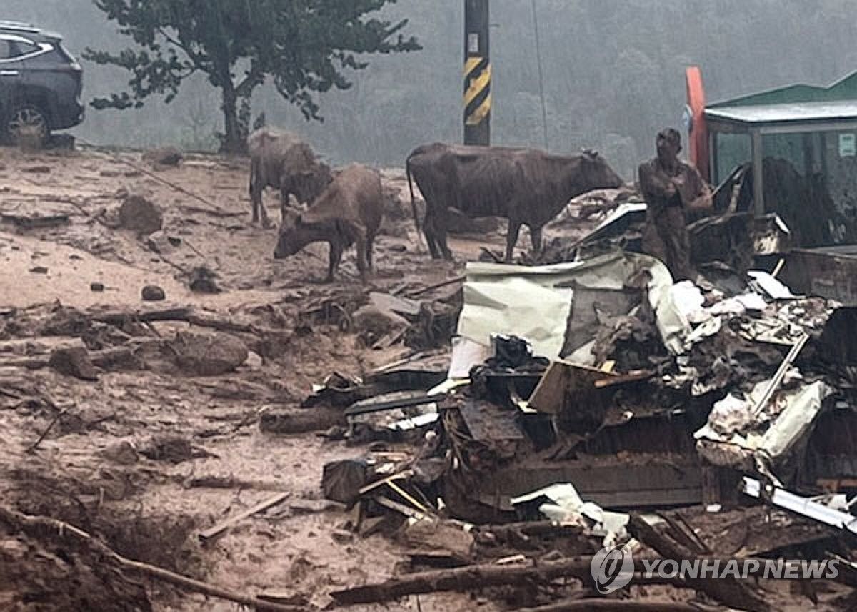 韩国连续4天暴雨土崩 造成10死9失踪