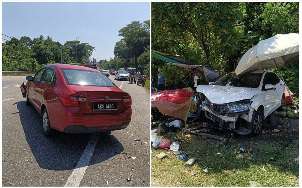 银发夫妇驱车外出失控  撞轿车椰水档酿3人受伤