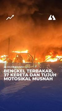 Bengkel terbakar, 37 kereta dan tujuh motosikal musnah