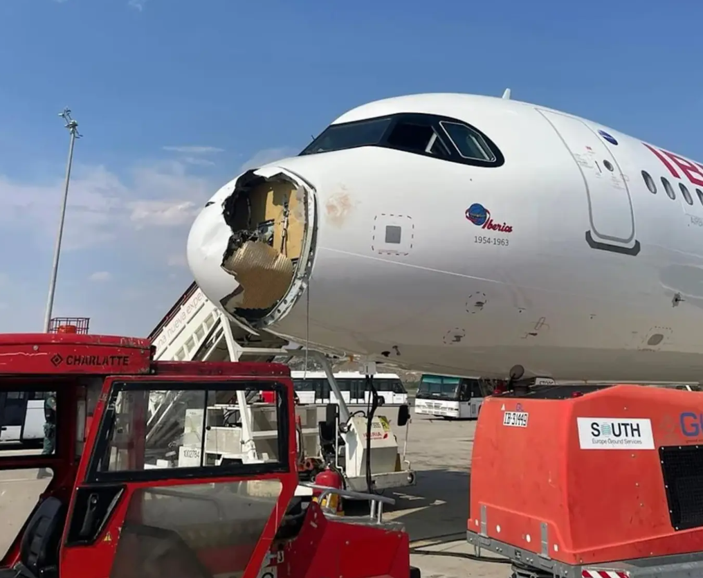 ஸ்பெயினிலிருந்து பாரீசுக்கு புறப்பட்ட விமானம் பறவை கூட்டத்தை மோதியது