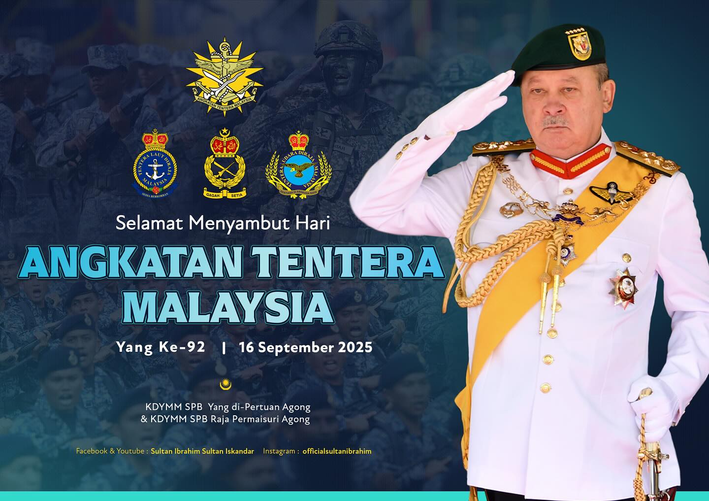 Agong zahir ucapan selamat Hari ATM ke-92, hargai pengorbanan warga tentera, pesara