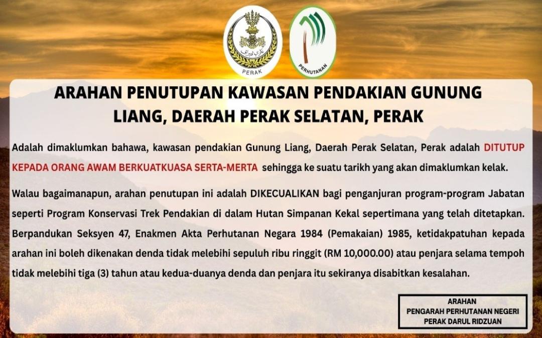 Gunung Liang trail closed indefinitely