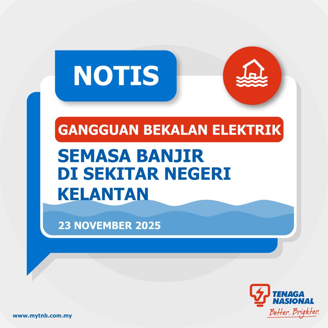 TNB tutup bekalan elektrik di Kota Bharu dan Bachok akibat banjir
