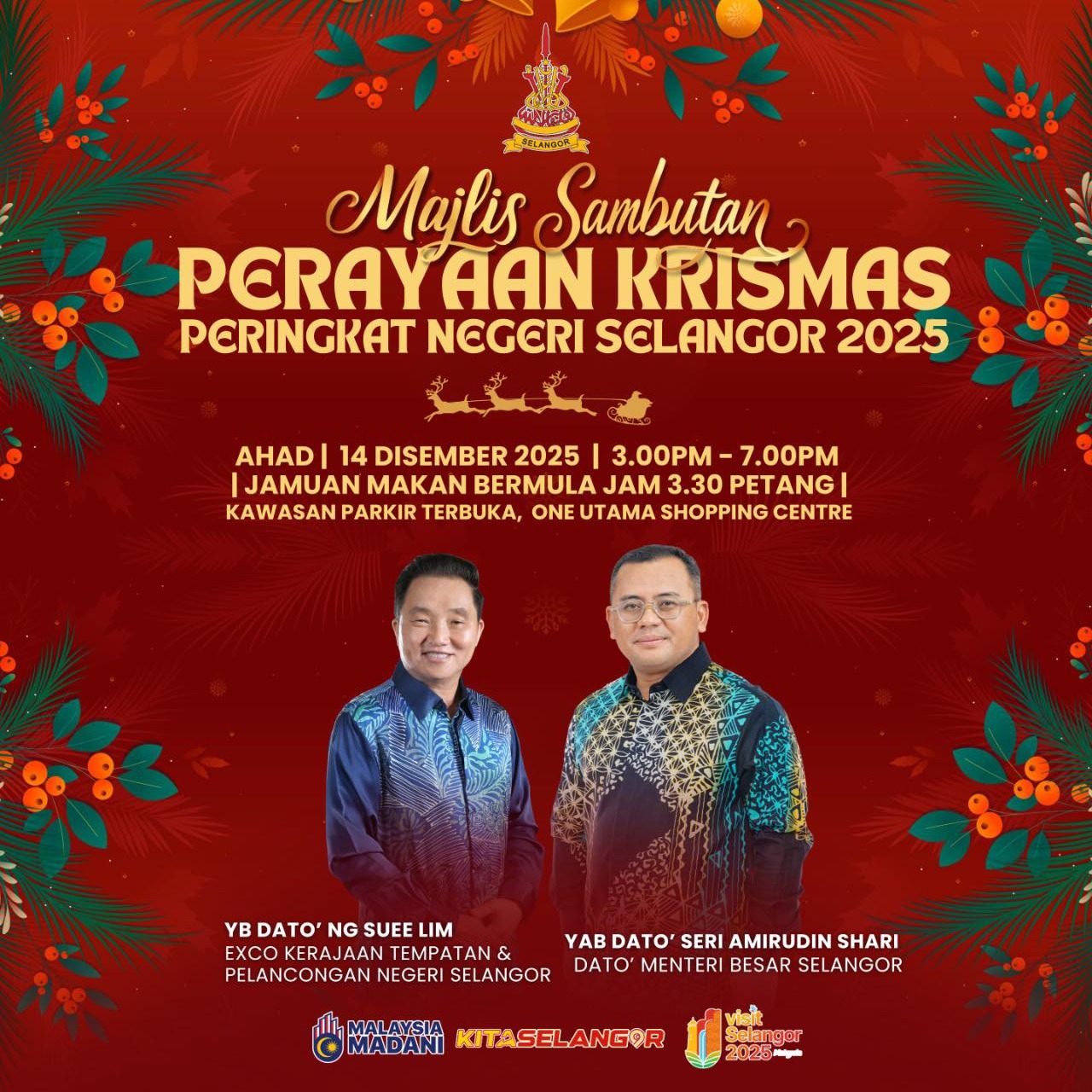 Sambutan Krismas Selangor di One Utama pada 14 Disember