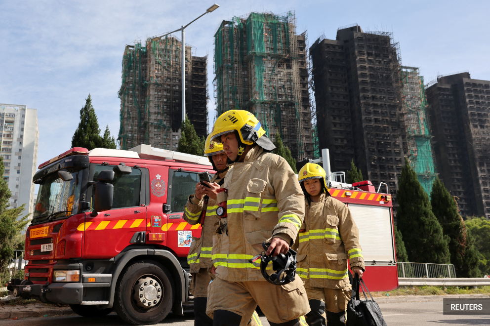 Hong Kong tower fire toll rises to 128, more arrests made