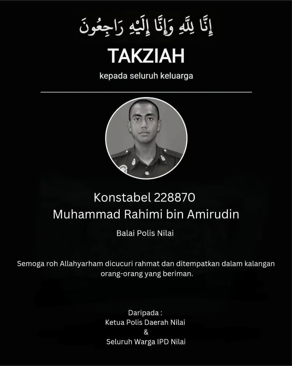 Anggota polis terbabas dalam parit ditemui lemas di Sepang