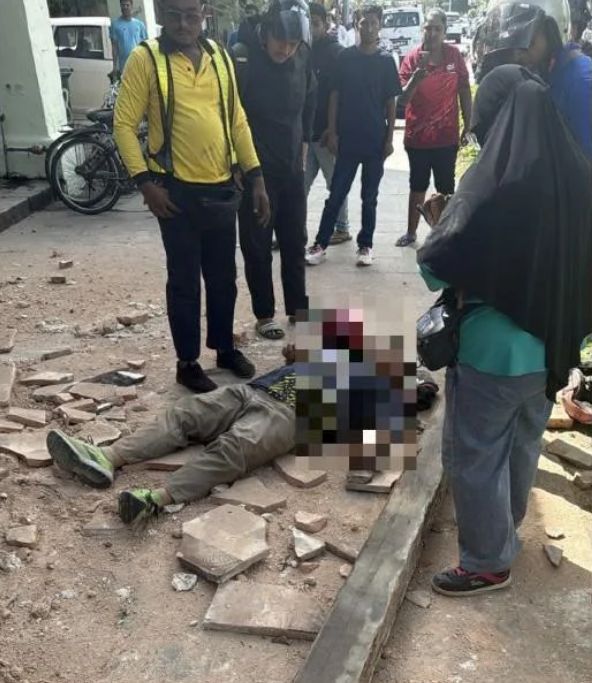 餐馆外等妻子购餐 男子遭坠落屋梁击中受伤