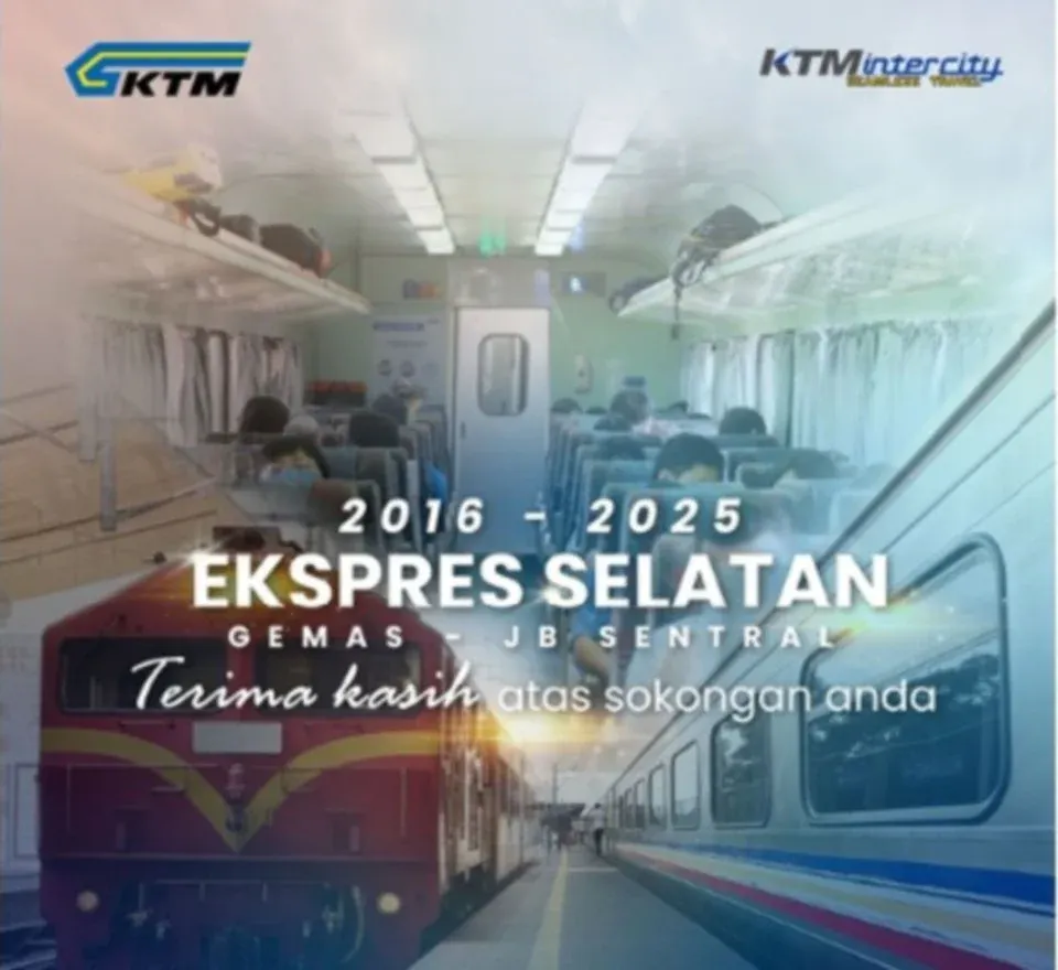 KTMB tamat operasi tren Ekspres Selatan laluan Gemas-JB Sentral mulai 1 Januari