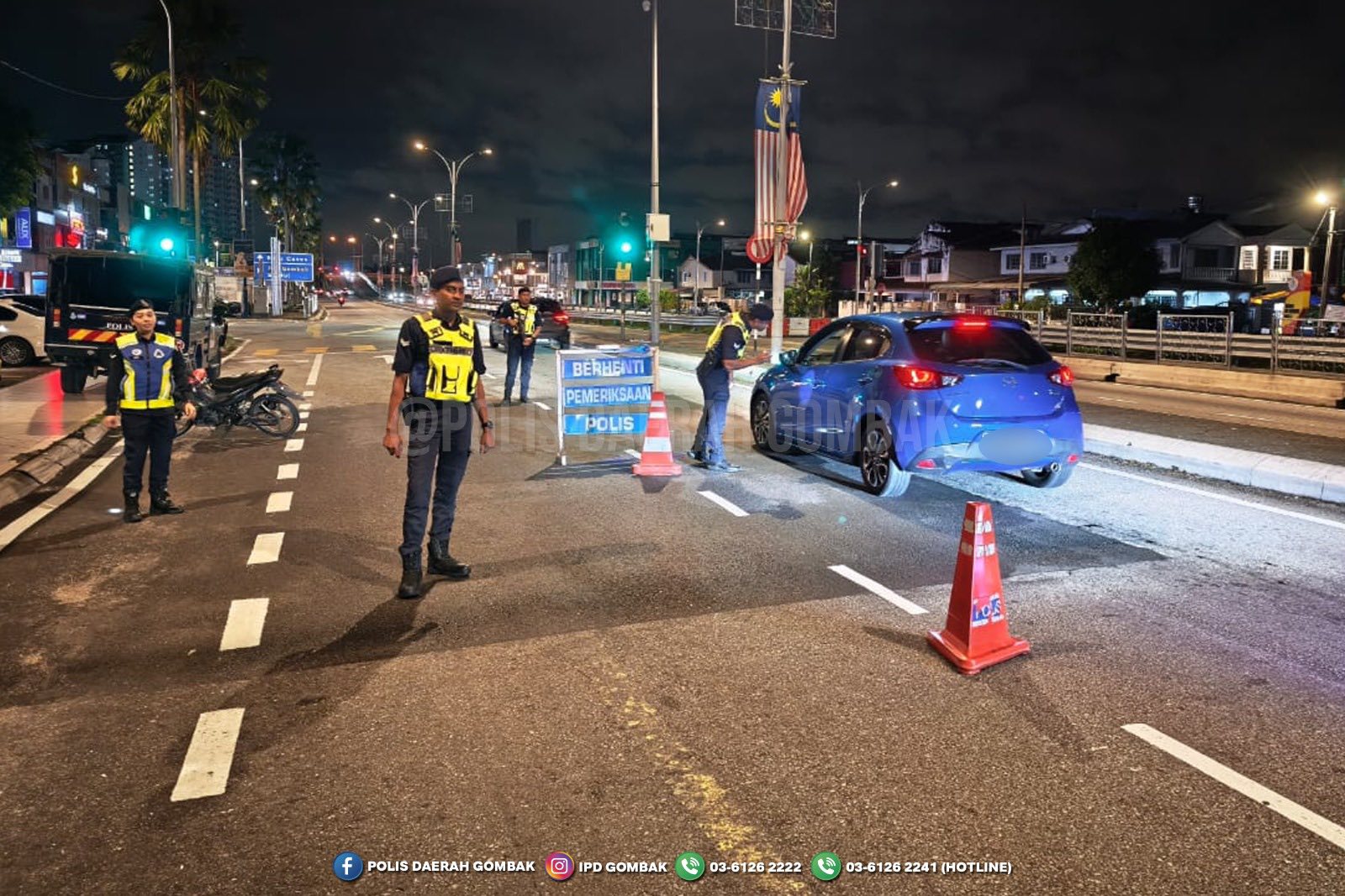 1,677 individu diperiksa, 15 ditahan dalam operasi bersepadu jenayah di Gombak