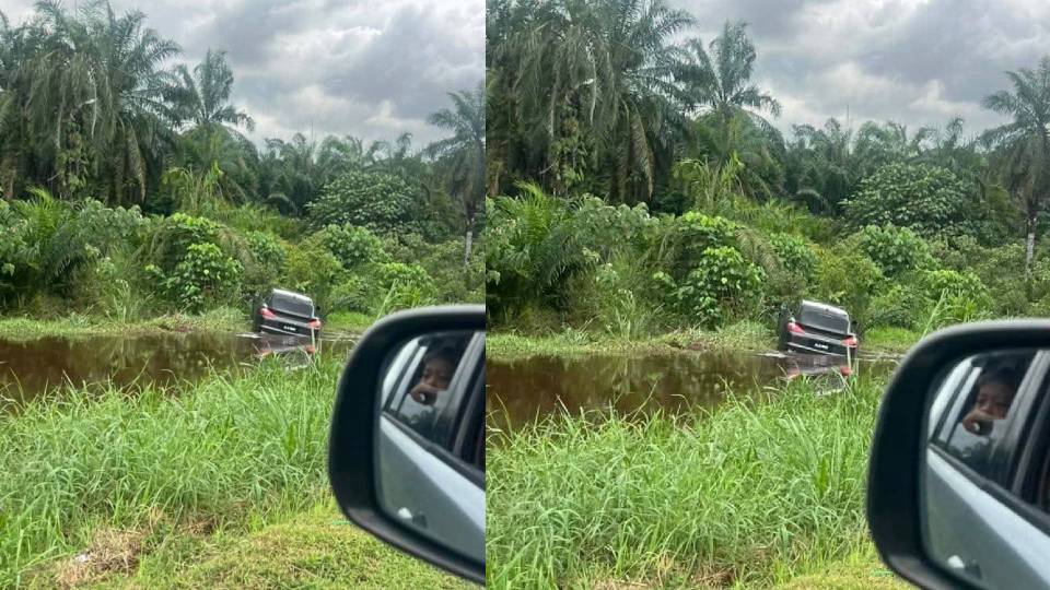 Gara-gara ambil telefon bimbit terjatuh ketika memandu, kereta terbabas ke dalam parit