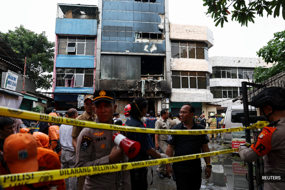 Fire rips through seven-storey building in Jakarta, killing 22 people