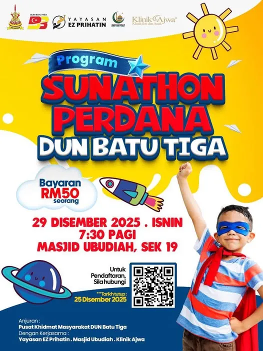 Sunathon libat 100 kanak-kanak DUN Batu Tiga esok