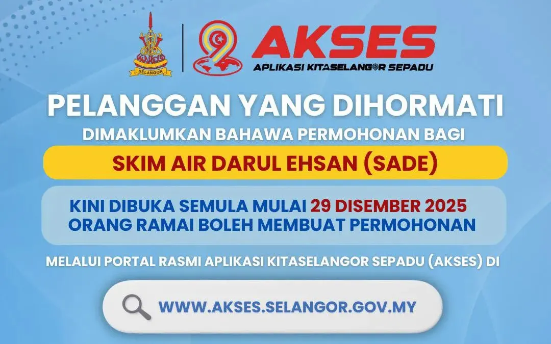 Permohonan skim air percuma Selangor dibuka bermula hari ini