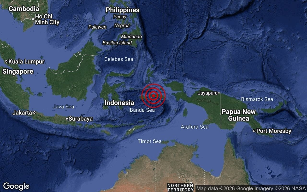 Gempa bumi sederhana landa Seram di Indonesia