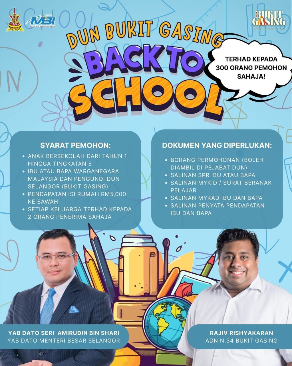 2026 “மீண்டும் பள்ளிக்குத் திரும்புவோம்” திட்டத்திற்கான விண்ணப்பங்கள் புக்கிட் காசிங் தொகுதியில் திறக்கப்பட்டுள்ளன